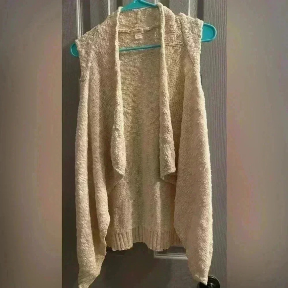 Xhilaration sleeveless open front waterfall cardigan in off white size s/m p/m - Picture 1 of 4